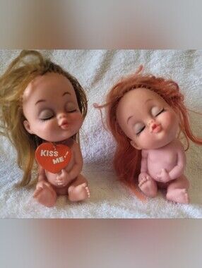Vintage Pair Of 1970's Rubber Kiss Me Dolls